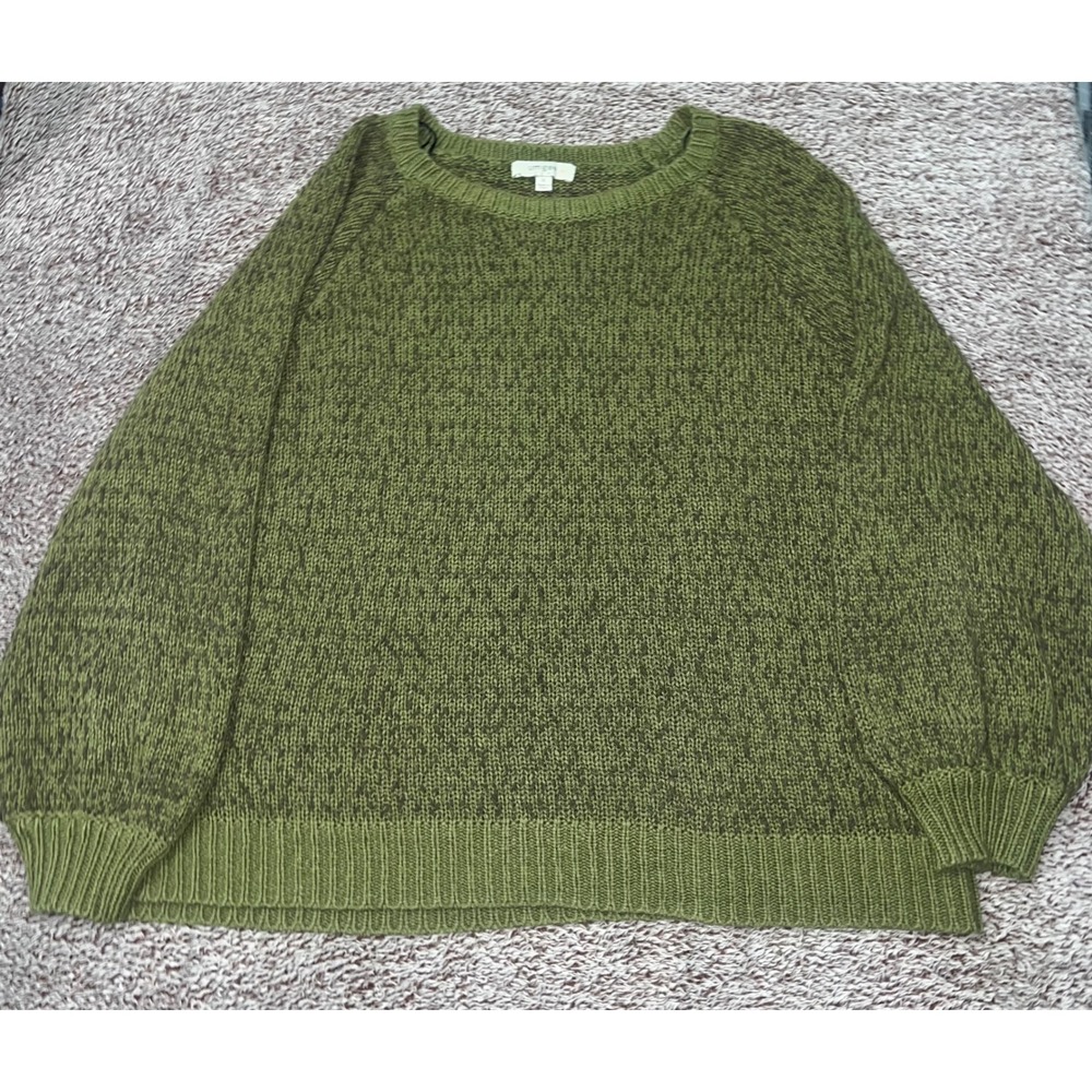 Umgee USA Olive Green Marl Chunky Knit Oversize Raglan Pullover Sweater XL Women
